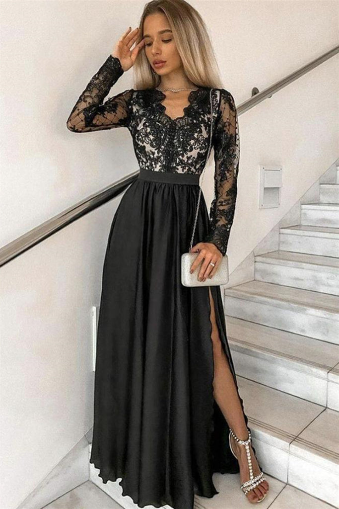 long black formal dress with sleeves